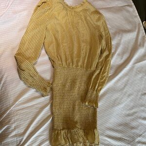 Forever 21 Yellow Gingham Midi Dress